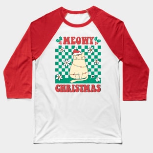 Meowy Christmas Cat Baseball T-Shirt